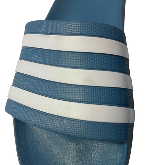 Adidas Women's Blue and White Slip On Sandals Size 6.5 - Picture 6 of 8